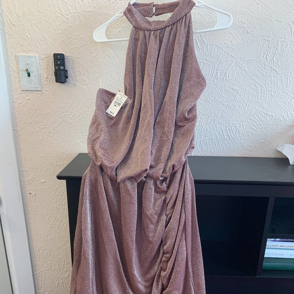 Ashley Stewart Mauve Metallic Halter Maxi Dress (NWT)